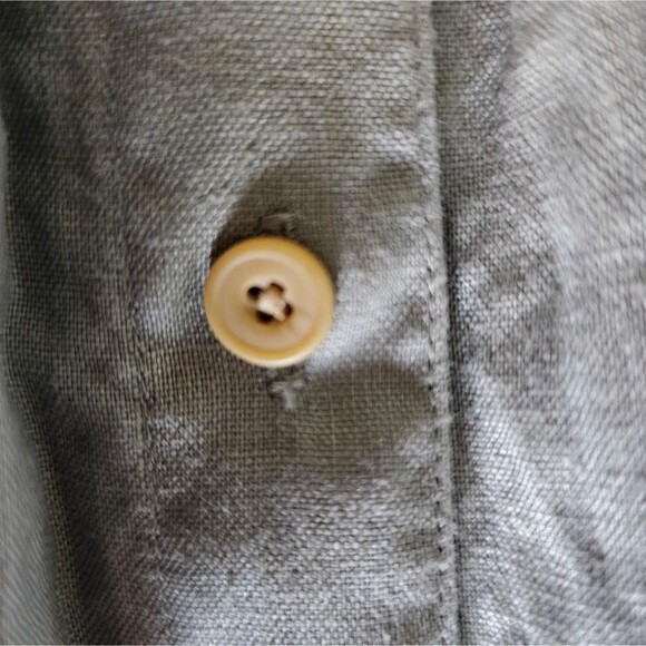 Eddie Bauer 100% Linen Button Front Maxi Dress Sz XSP Vintage Cottagecore Sage - Picture 9 of 16